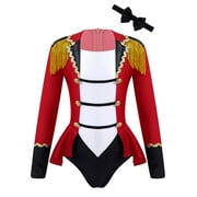 inhzoy Kids Girls Circus Ringmaster Costume Halloween Cosplay Fancy Dress Red 6