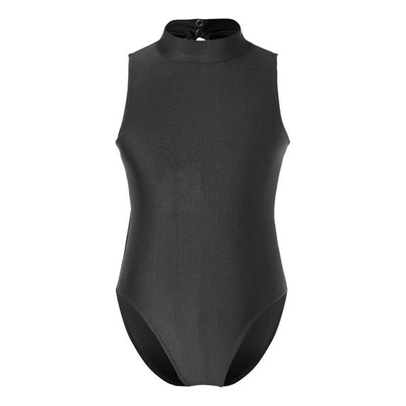 inhzoy Kids Girls Cutout Back Ballet Gymnastic Dance Leotard Mock Neck Tank Bodysuit Black 7-8
