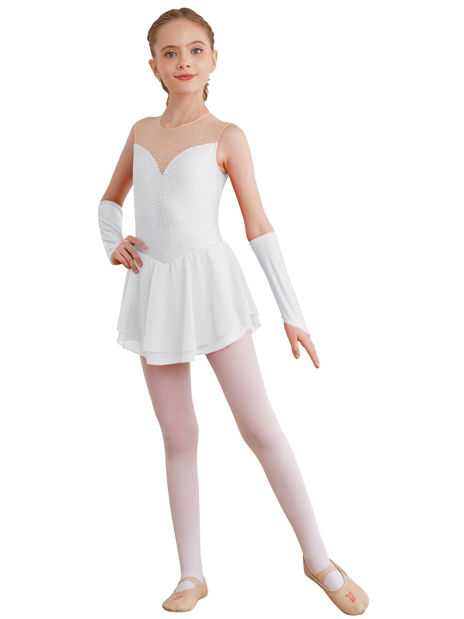 Kinderen Meisjes Kunstschaatsen Jurk Glanzende Lange Mouw Ballet Tutu Gymnastiek Dans Turnpakje Jurk Dancewear kopen vanaf een prijs van 13