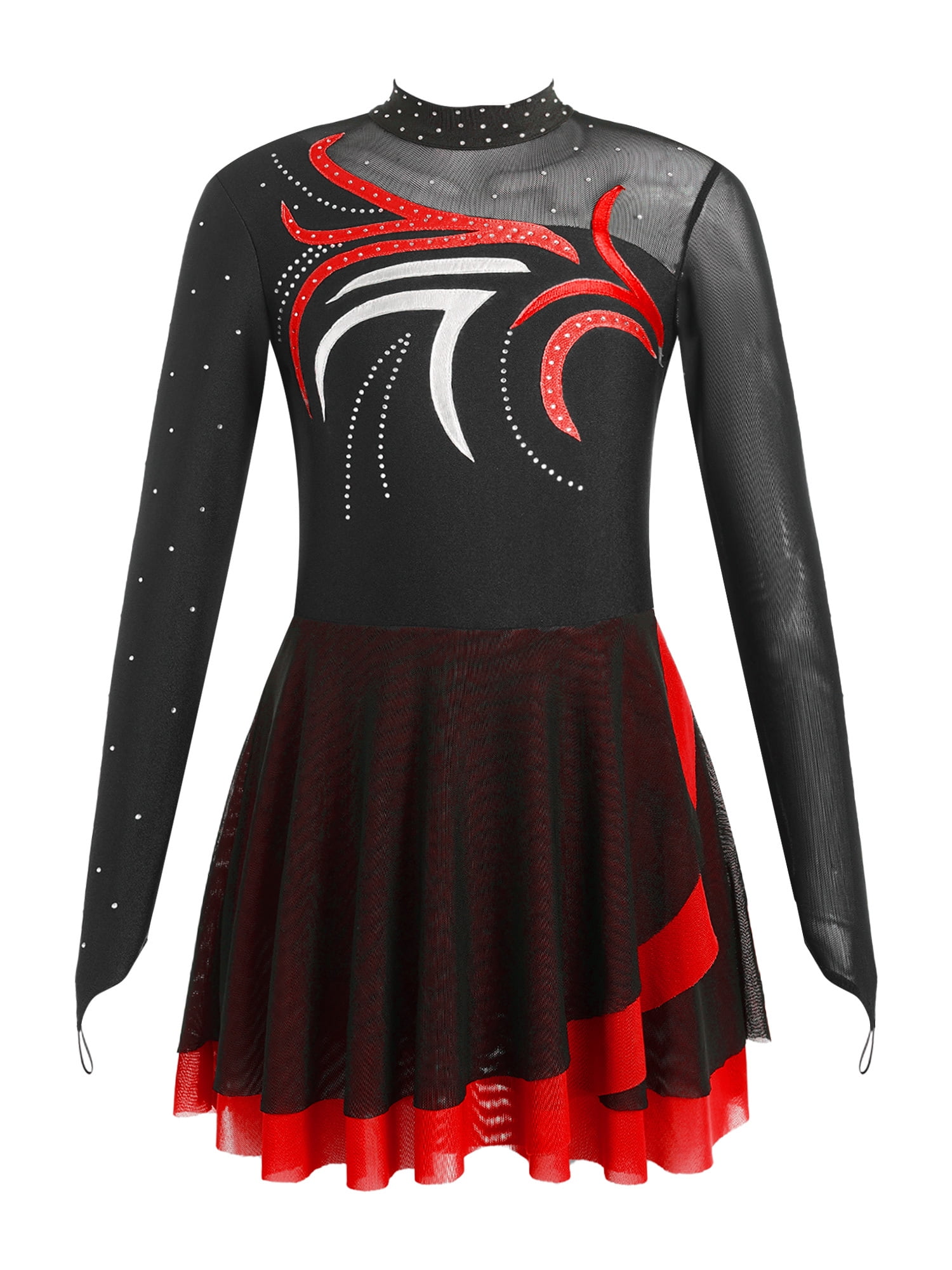 black and red figure skating dress Competition Figure Skating Dress