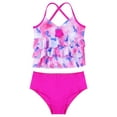 thumbnail image 1 of inhzoy Kids Girls Fish Scales Printed Cross Back Swim Tops Bottoms Set Swimming Silhouette Pink 6, 1 of 7