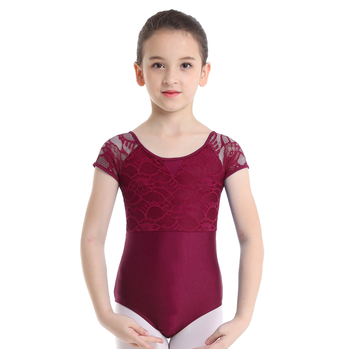 inhzoy Kids Girls' Floral Lace Ballet Dance Leotard Team Basic Leotard