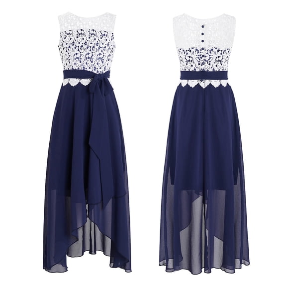 inhzoy Kids Girls Floral Lace Sleeveless High Low Dress