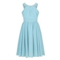 thumbnail image 1 of inhzoy Kids Girls Flower Girls Bridesmaid Dress Halter Neck Chiffon Formal Gown for Wedding Birthday Evening Party Sky Blue 6, 1 of 7