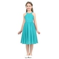 thumbnail image 1 of inhzoy Kids Girls Flower Girls Bridesmaid Dress Halter Neck Chiffon Formal Gown for Wedding Birthday Evening Party Turquoise 4, 1 of 8
