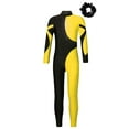 thumbnail image 1 of inhzoy Kids Girls Full Length Jumpsuit Gymnastic Leotard Unitard Rhinestone Long Sleeve Bodysuit Ballet Dancewear Yellow&Black-A 16, 1 of 5