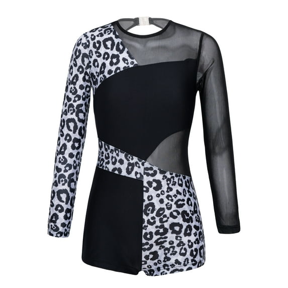 inhzoy Kids Girls Gymnastic Jumpsuit Long Sleeve Dance Leotard Active Biketard Unitard 4-14 Black 14