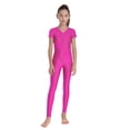 thumbnail image 1 of inhzoy Kids Girls Gymnastics Dance Bodysuit Full Body Unitards Short Sleeve Catsuit Tumbling Outfit Zipper Workout Hot Pink 10, 1 of 5