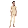 thumbnail image 1 of inhzoy Kids Girls Gymnastics Dance Bodysuit Full Body Unitards Short Sleeve Catsuit Tumbling Outfit Zipper Workout Nude 12, 1 of 5
