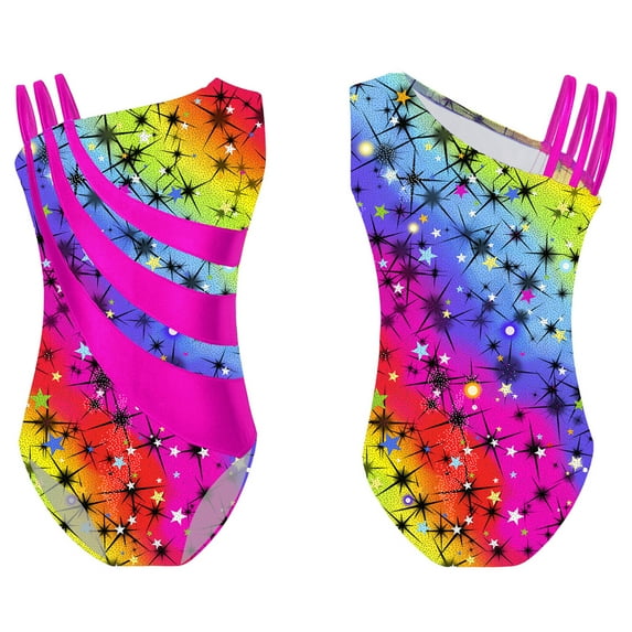 inhzoy Kids Girls Gymnastics Leotard Sport Bodysuit Dance Skating Athletic Activewear Colorful 4