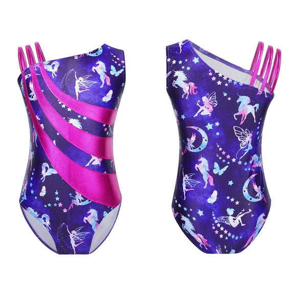 inhzoy Kids Girls Gymnastics Leotard Sport Bodysuit Dance Skating Athletic Activewear Navy Blue 10