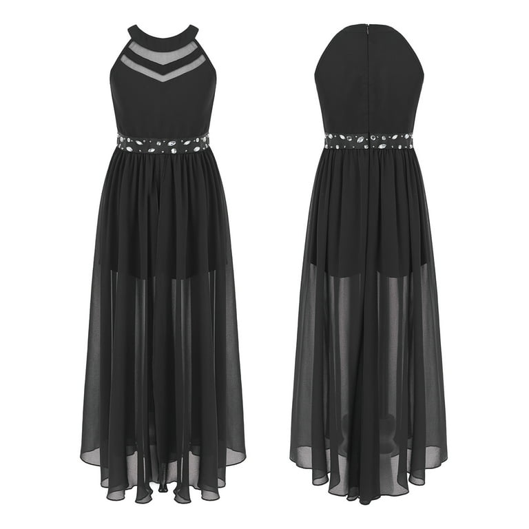 inhzoy Kids Girls Halter Neck Chiffon Maxi Romper Dress