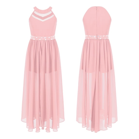 inhzoy Kids Girls Halter Neck Chiffon Maxi Romper Dress