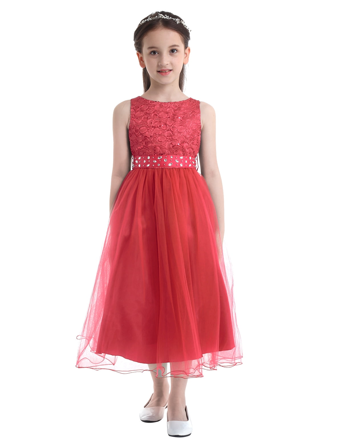 Girls Princess Wedding Dress - Pink Long Sleeve Maxi Gown For Bridesmaid Or Party 7 thumbnail image