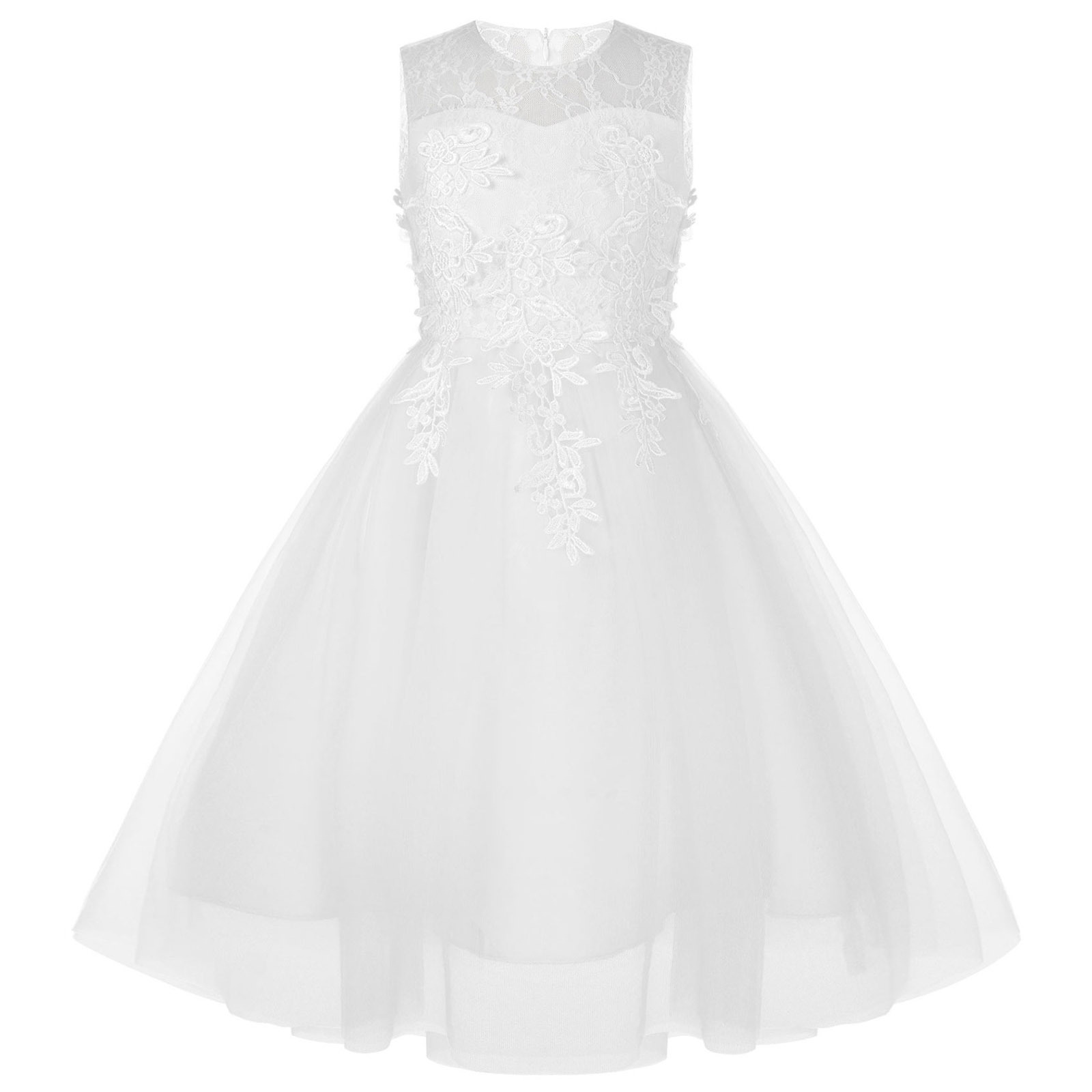 inhzoy Kids Girls Lace Party Dress Sleeveless Tulle First Communion ...