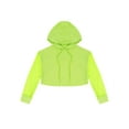 thumbnail image 1 of inhzoy Kids Girls Long Sleeve Hooded Sweatshirt Jazz Hip Hop Dance Crop Top Fluorescent Green 16, 1 of 3