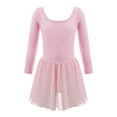 thumbnail image 1 of inhzoy Kids Girls Long Sleeve Solid Color Ballet Dancer Leotard Chiffon Dress Pink 5-6, 1 of 6