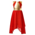 thumbnail image 1 of inhzoy Kids Girls Metallic Praise Asymmetrical Hem Sleeveless Lyrical Dance Dress Red 14, 1 of 7