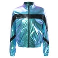 thumbnail image 1 of inhzoy Kids Girls Metallic lightweight Zip-Up Bomber Jacket,Sizes 6-16 Blue 8, 1 of 7
