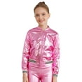 thumbnail image 1 of inhzoy Kids Girls Metallic lightweight Zip-Up Bomber Jacket,Sizes 6-16 Pink 10, 1 of 6
