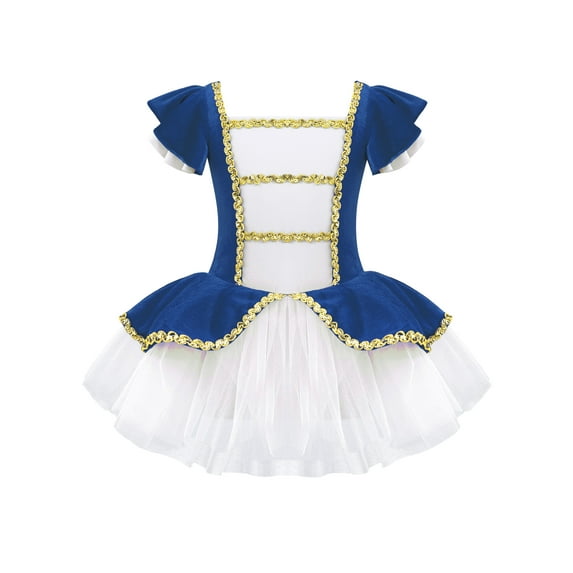 inhzoy Kids Girls Miss Santa Claus Tutu Dress Ballet Figure Skating Dance Leotard Chrismas Party Costume Royal Blue 8