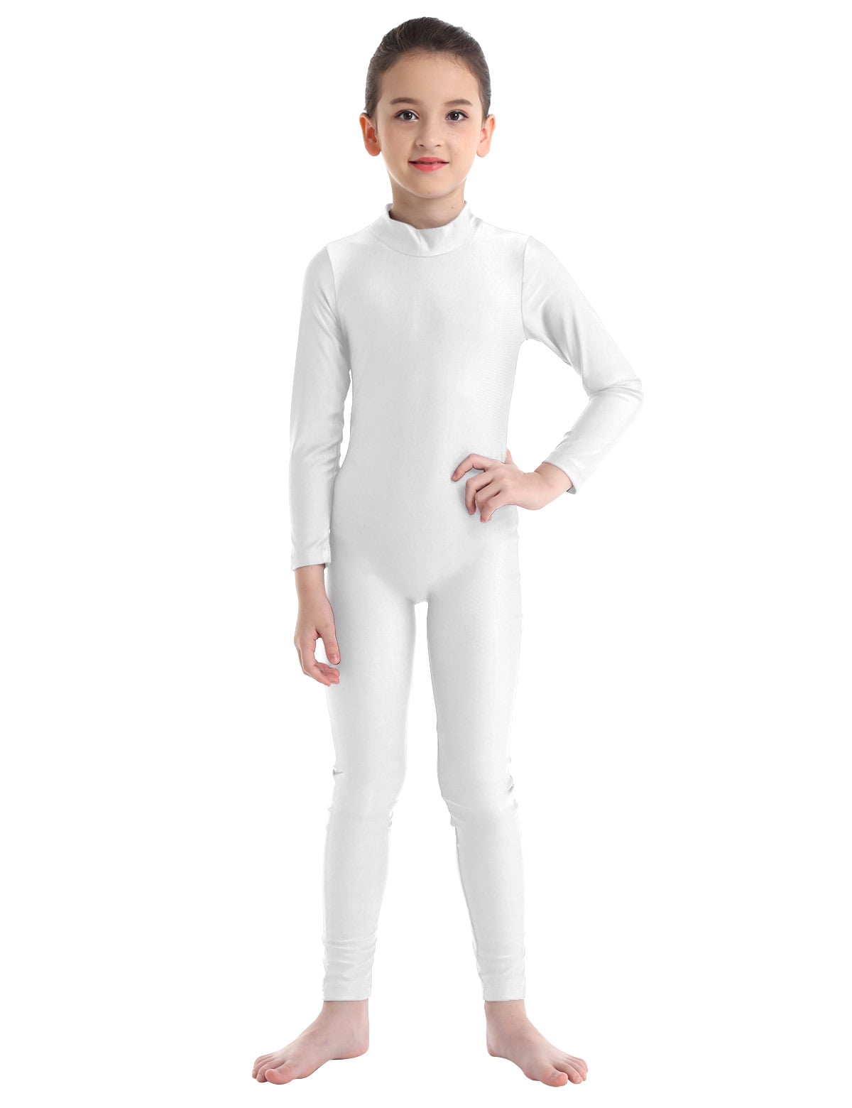 TTAO Gymnastics Leotard For Girls Long Sleeve Unitard Full Body Catsuit Dance Skating Jumpsuit Bodysuit Gray Black 14