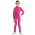 thumbnail image 1 of inhzoy Kids Girls Mock Neck Gymnastic Dance Leotard Full Cover Jumpsuit Long Sleeve Unitard Biketard Rose 4XL, 1 of 8
