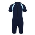 thumbnail image 1 of inhzoy Kids Girls One Piece Zipper Swimsuit Short Sleeve Swimwear Bathing Suit Rash Guard,Sizes 8-16 Navy Blue 14, 1 of 5