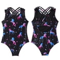 thumbnail image 1 of inhzoy Kids Girls Printed Ballet Dance Bodysuit Criss Cross Straps Back Dance Leotard Dancewear, 1 of 4