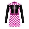 thumbnail image 1 of inhzoy Kids Girls Race Car Driver Racer Dress-Up Shiny Checkerboard Jumpsuit Bodysuit Leotard Black 10, 1 of 5
