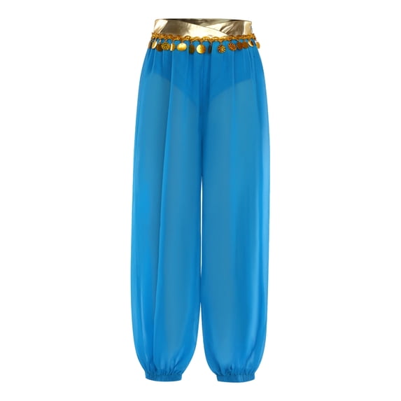 inhzoy Kids Girls Sequins India Arabian Belly Dance Harem Pants Stage Performance Trousers Blue 12