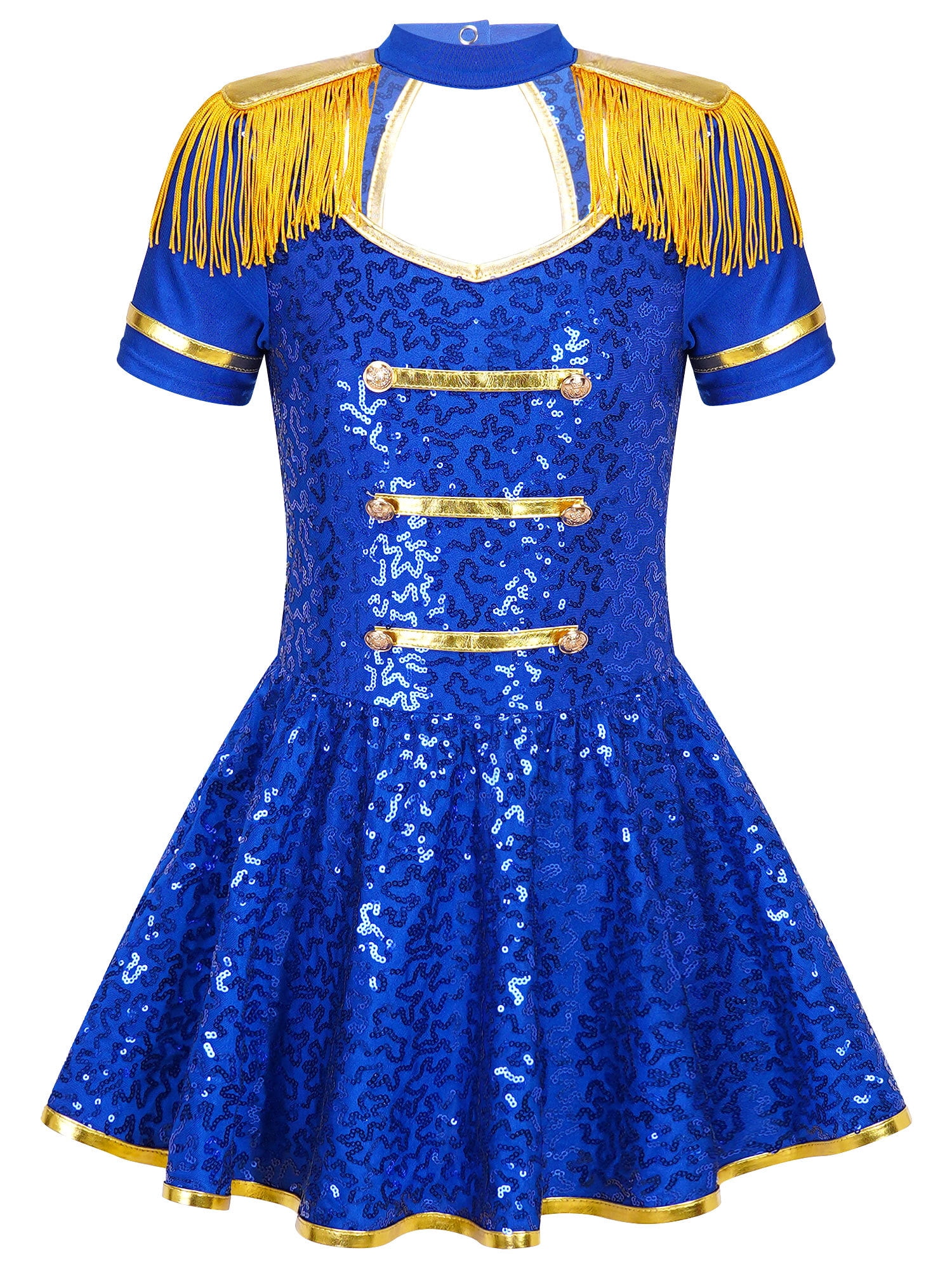 inhzoy Kids Girls Sequins Majorette Drum Major Costume Tassel Circus