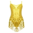 thumbnail image 1 of inhzoy Kids Girls Sequins Tassel Dance Leotard Dress Latin Jazz Figure Skating Dance Costume Gold 10, 1 of 8