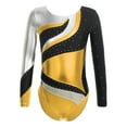 thumbnail image 1 of inhzoy Kids Girls Shiny Metallic Athletic Gymnastics Leotard Unitard Baton Twirling Dance Costume Gold 6, 1 of 7