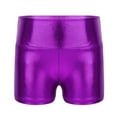 thumbnail image 1 of inhzoy Kids Girls Shiny Metallic Dance Shorts Hot Pants Stretchy Bottoms Purple 14, 1 of 5