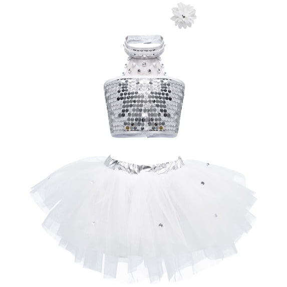 inhzoy Kids Girls Shiny Sequins Ballet Dance Dress
