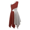 thumbnail image 1 of inhzoy Kids Girls Sleeveless Praise Lyrical Dance Dress Metallic Color Block Worship Dance Tunic Burgundy 8, 1 of 7
