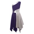 thumbnail image 1 of inhzoy Kids Girls Sleeveless Praise Lyrical Dance Dress Metallic Color Block Worship Dance Tunic Purple 14, 1 of 7