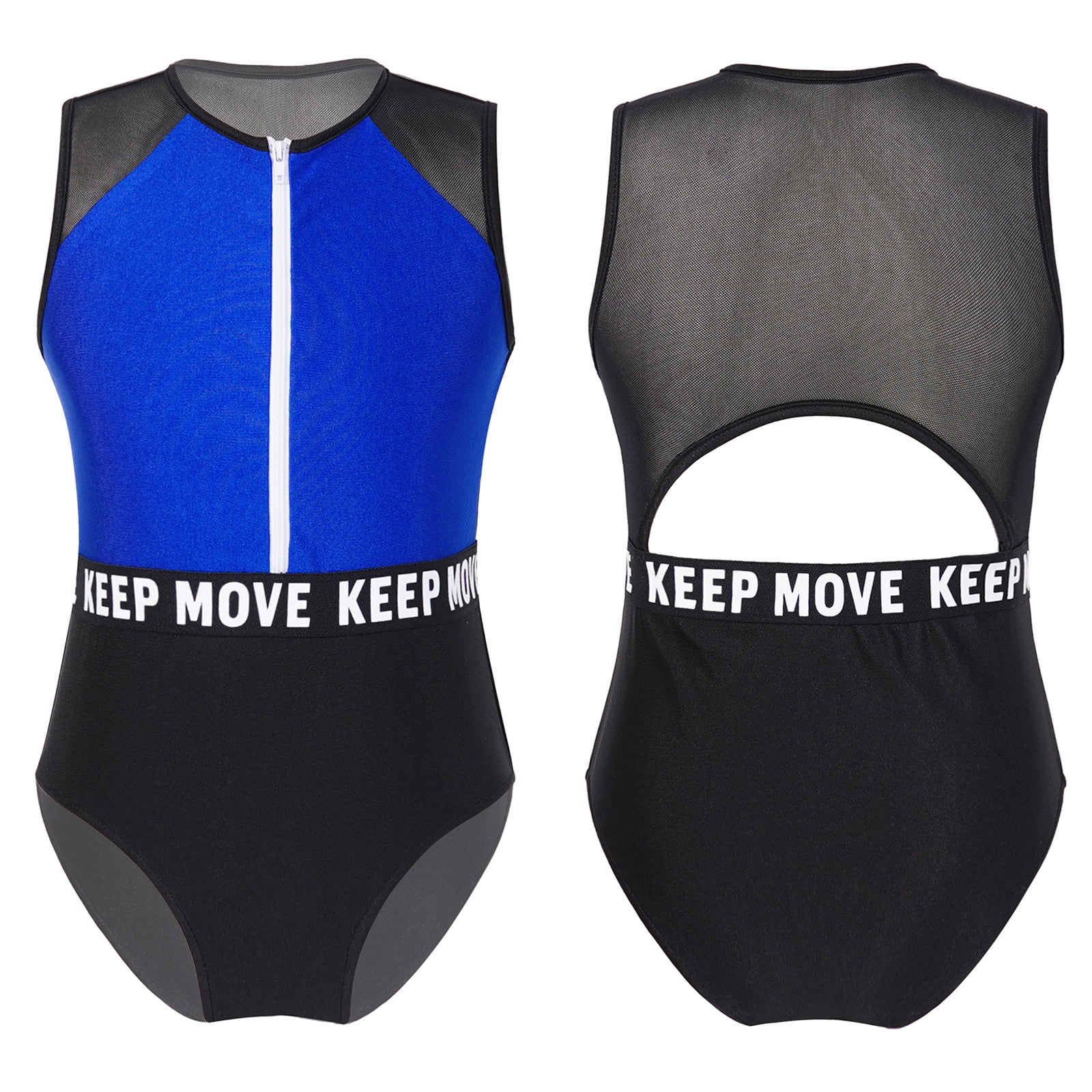Inhzoy Kids Boys Girls One Piece Short Sleeves Front Zip Wetsuit Shorty Uv Protection Swimsuit Navy Blue Sky Blue 6