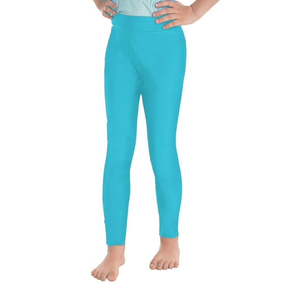inhzoy Kids Girls Solid Leggings High Waist Full Length Strechy Tights Dancewear Lake Blue 12