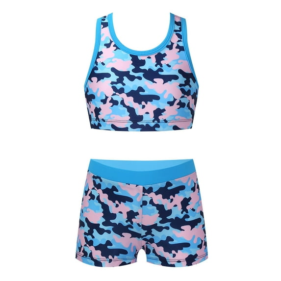 inhzoy Kids Girls Tankini Swimsuit Bikini Set Racerback Tank Top Shorts