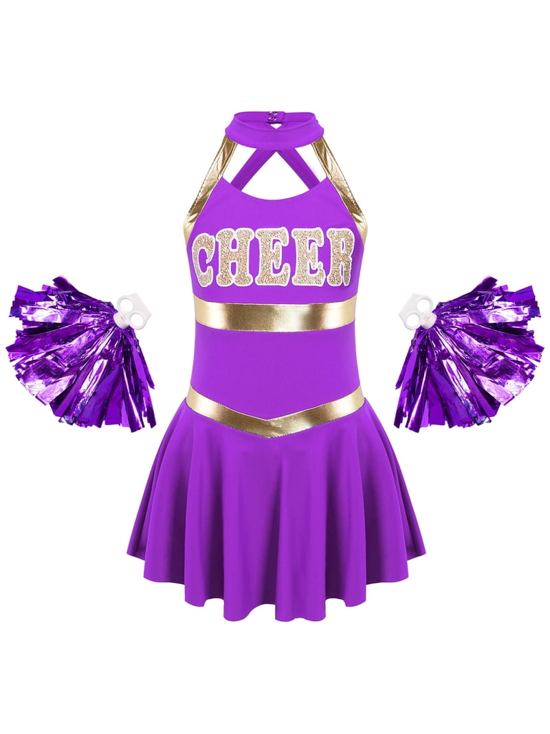 inhzoy Kids Girls Teens Cheerleading Uniforms Cheer Dance Dress