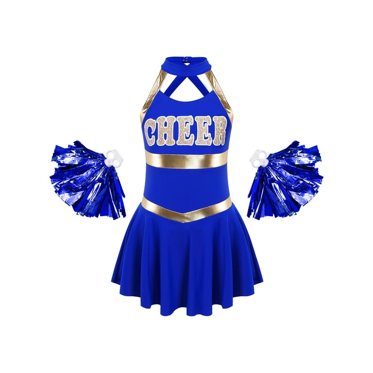 Girls Cheerleader Costume High School Kids Cheer Leader Fancy Dress Outfit  Set