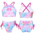 thumbnail image 1 of inhzoy Kids Girls Tie Dye Printed Tankini Set Criss Cross Back Crop Top with Brief, 1 of 6