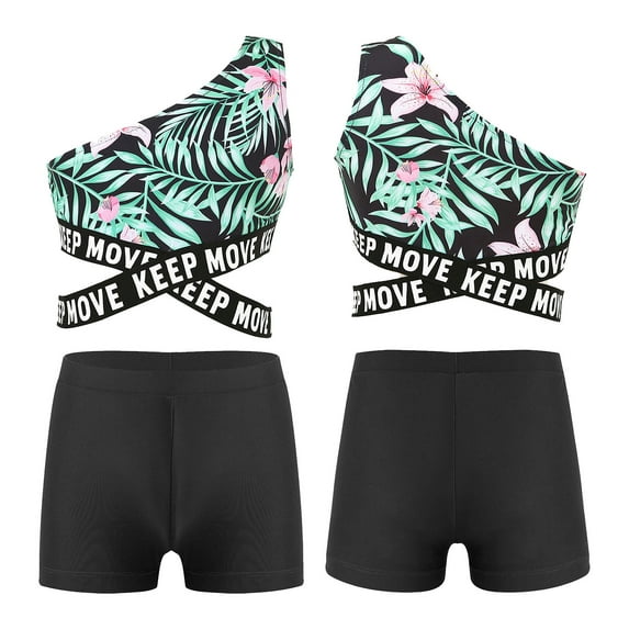 inhzoy Kids Girls Two Piece Swimsuit One Shoulder Tankini Swimwear Bathing Suit Summer Beachwear Lily 8