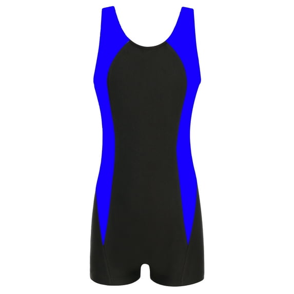 inhzoy Kids Girls Unisex Boyleg Swimsuit Sleeveless Floral Rashgurd Shirts Diving Shorty Wetsuit Royal Blue 6