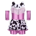 thumbnail image 1 of inhzoy Kids Girls Western Cowgirl Outfits Tassel Metallic Gloss Bodysuit with Arm Sleeve for Stage Pink 8, 1 of 4