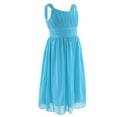 thumbnail image 1 of inhzoy Kids Girls Wide Straps Pleated Ruched Chiffon Flower Girl Dress, 1 of 7