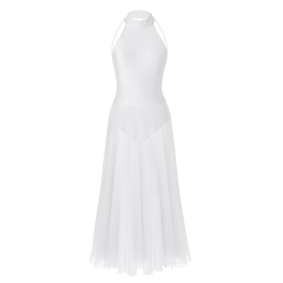 inhzoy Lyrical Women Adult Mock Neck High-Low Dance Dress