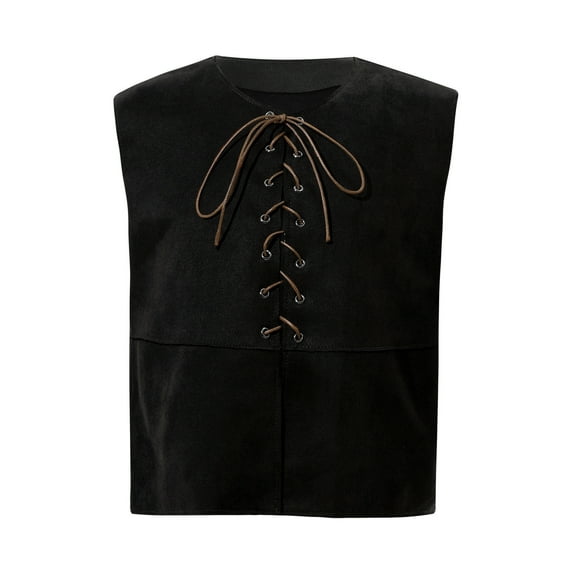 inhzoy Medieval Steampunk Vest Waistcoat for Boys Kids Retro Renaissance Gothic Pirate Vest Jacket Black 10